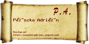 Pászka Adrián névjegykártya